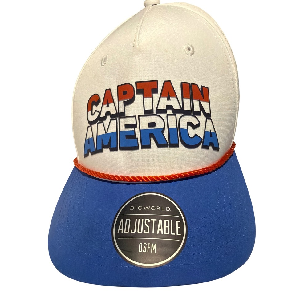 Bioworld Marvel Captain America Hat OSFM Blue White Sam Wilson Snapback